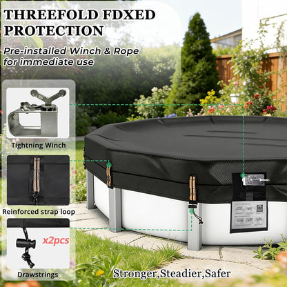 Qh.Home Winter Pool Cover for 27FT Round Steel Wall Pool