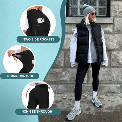 we fleece High Waisted Leggings for Women-Womens Black Workout Leggings Running Tummy Control Compression Pants