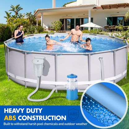 DeeprClean Upgrade Above Ground Pool Skimmer Comes with 3 Socks, Anti-tilt Wall Mount Surface Skimmer, Removable Skimmer Basket, Adjustable Height Bracket, Auto Skimming Pool Surface Leaves - Blue