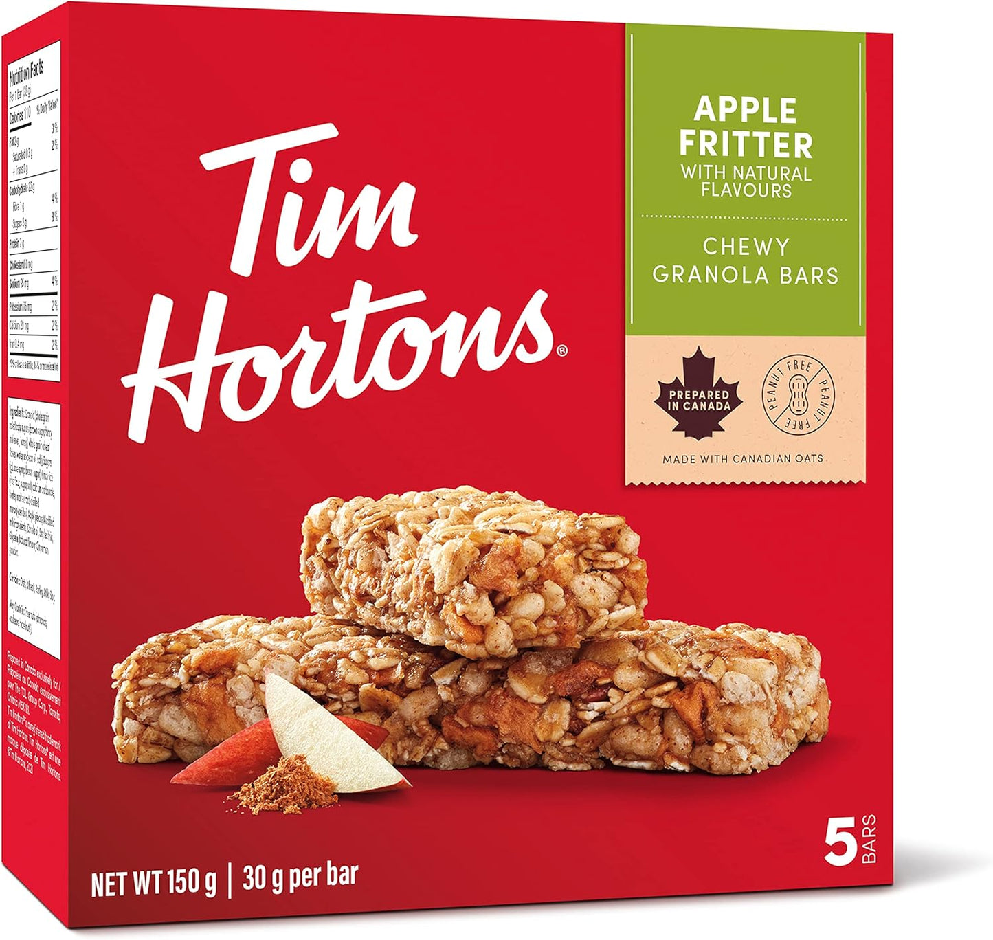 Tim Hortons Salted Caramel Granola Bars, Peanut Free, 5 Count, Imported from Canada)