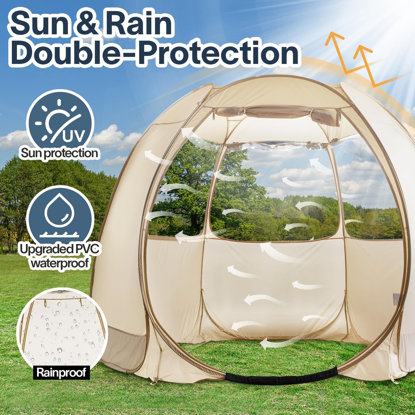 Alvantor Pop Up Screen House Tent, Instant Outdoor Gazebo with Mosquito Netting & UPF 50+ Sun Protection, Portable Canopy Shelter for Patio, Backyard, Camping (2-10 Person)