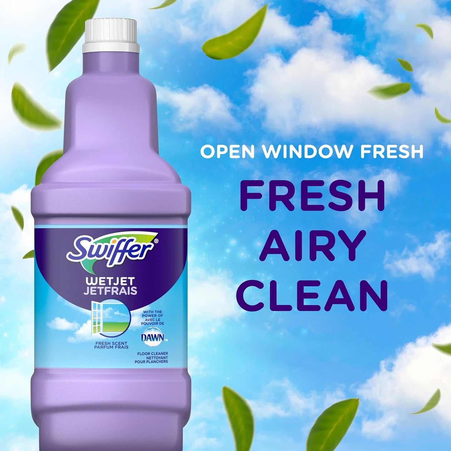 Swiffer WetJet Multi-Surface Bodenreiniger Nachfüllpackung mit der Kraft von Dawn, "Open-Window Fresh", 2 Stück, je 1,25 l