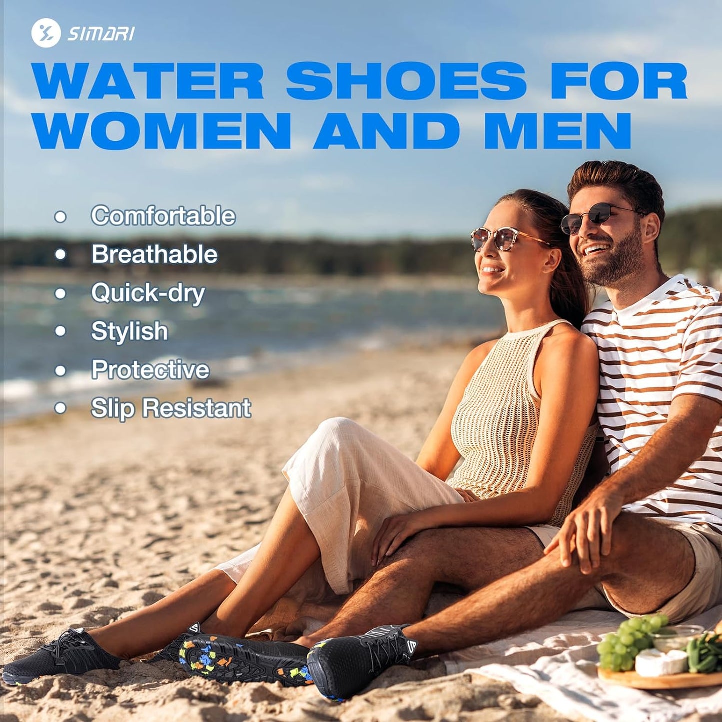 SIMARI Wasserschuhe für Damen und Herren, Badeschuhe, Strandschuhe, schnelltrocknend, Barfußschuhe, Wanderschuhe, Surfschuhe, Laufschuhe, Kajakschuhe