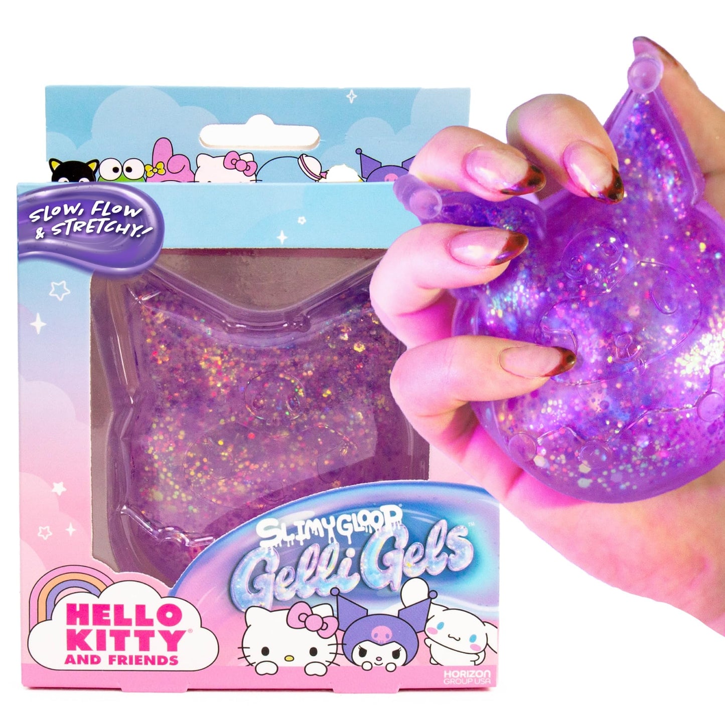 Original Squishmallows™ SLIMYGLOOP Blue Gelli Gels™, Slow Rising Sensory Squeeze Toy with Glitter, Gel Filled Fidget Toys