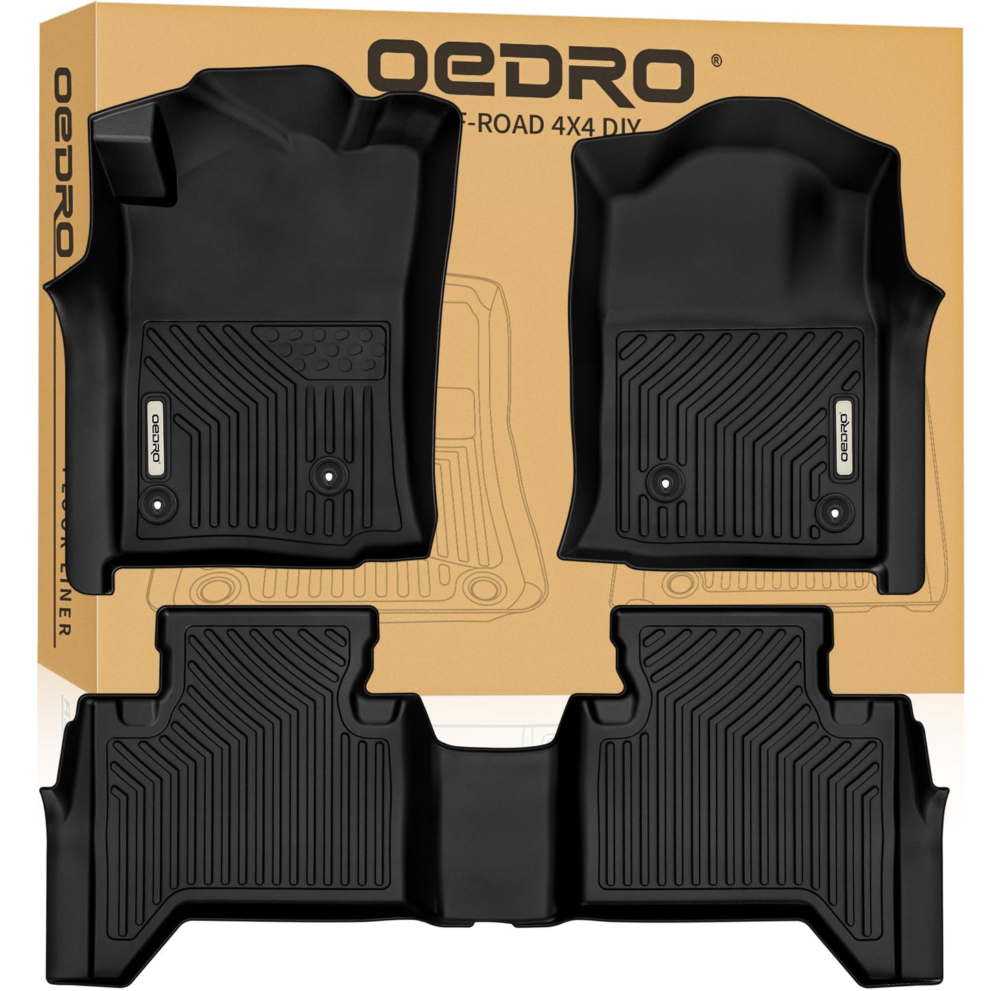 OEDRO Floor Mats Fit for Toyota Camry 2011-2007, Custom Fit Front & 2nd Row Floor Liner Set, TPE All Weather Protection Camry Car Mats, Black