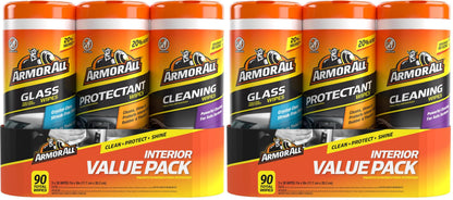 Armor All Car Cleaning Wipes 90-Count - Convenient Car Interior, Dashboard, Leather, Fabric & Vinyl Wipes, Gift for Car Lovers