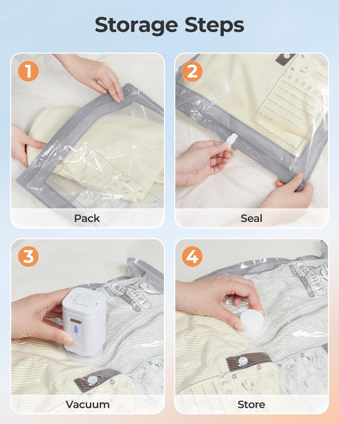 BAGSMART Vacuum Seal Storage Bags for Clothing Travel, 18 Pack Travel Essentials Bundle includes Laundry Bag & Waterproof Shoe Bag & TSA Approved Toiletry Bag, Hand Pump Included