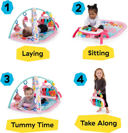 Baby Einstein 4-in-1 Kickin' Tunes Musik- und Sprachspielmatte und Klavier-Bauchlage-Aktivitätsmatte