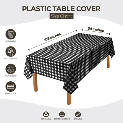 Utopia Kitchen Einweg-Tischdecke aus Kunststoff (12er Pack – 137x274 cm) Weiß Rechteckige Tischdecke Wasserdicht Schmutzabweisend Party-Tischdecke