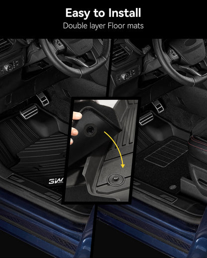 3W Floor Mats for Toyota Tacoma 2024 2025 2026 Double Cab Auto Tran(Not Fit Hybrid & XtraCab), TPE All Weather Custom Fit Floor Liner for Tacoma TRD/SR/SR5/limited Car Liners.