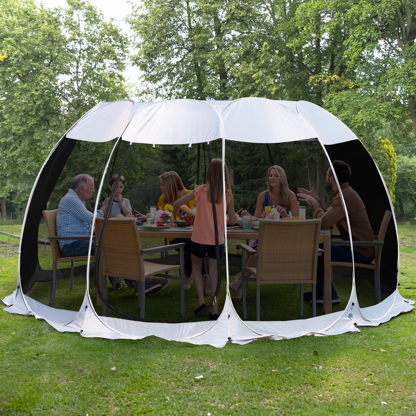 Alvantor Pop Up Screen House Tent, Instant Outdoor Gazebo with Mosquito Netting & UPF 50+ Sun Protection, Portable Canopy Shelter for Patio, Backyard, Camping (2-10 Person)