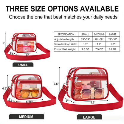 Clear Bag for Stadium Events Clear Sports Fan Handbags Purses with Adjustbale Strap for Concerts Festivals Game Day