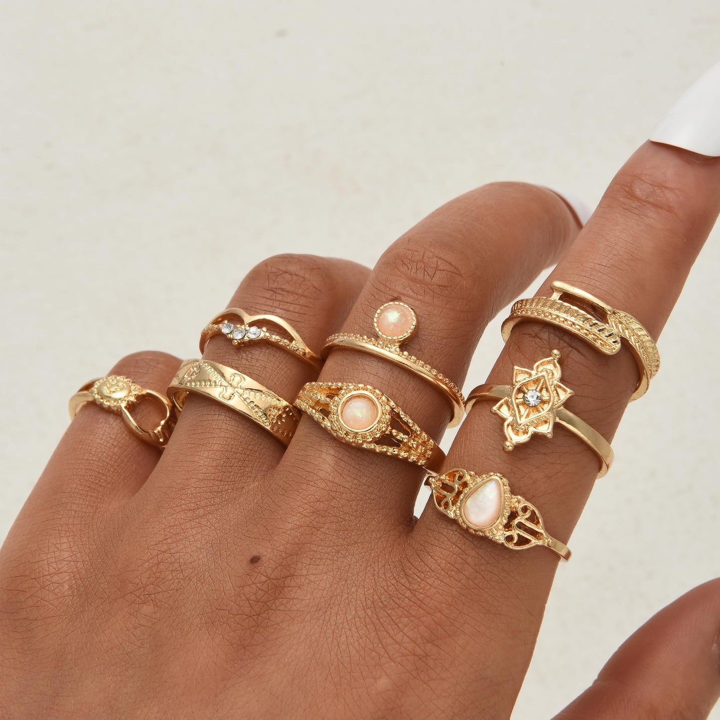 FAXHION 24-60 Pcs Gold Stackable Rings for Women, Knuckle Rings Chunky Gold Ring Set Dainty Stacking Cute Rings, Multiple Sizes Cute Jewelry Set Gift