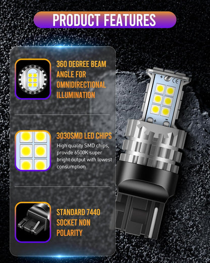 LUYED 3157 LED-Birnen Rückfahrlicht Xenon-Weiß 1800 Lumen Super Hell 78 SMD 3056 3156 3057 4157 LED-Birnen, Verwendet für Rückfahrlichter, Bremslichter, Rücklichter, Blinker, 2er-Pack