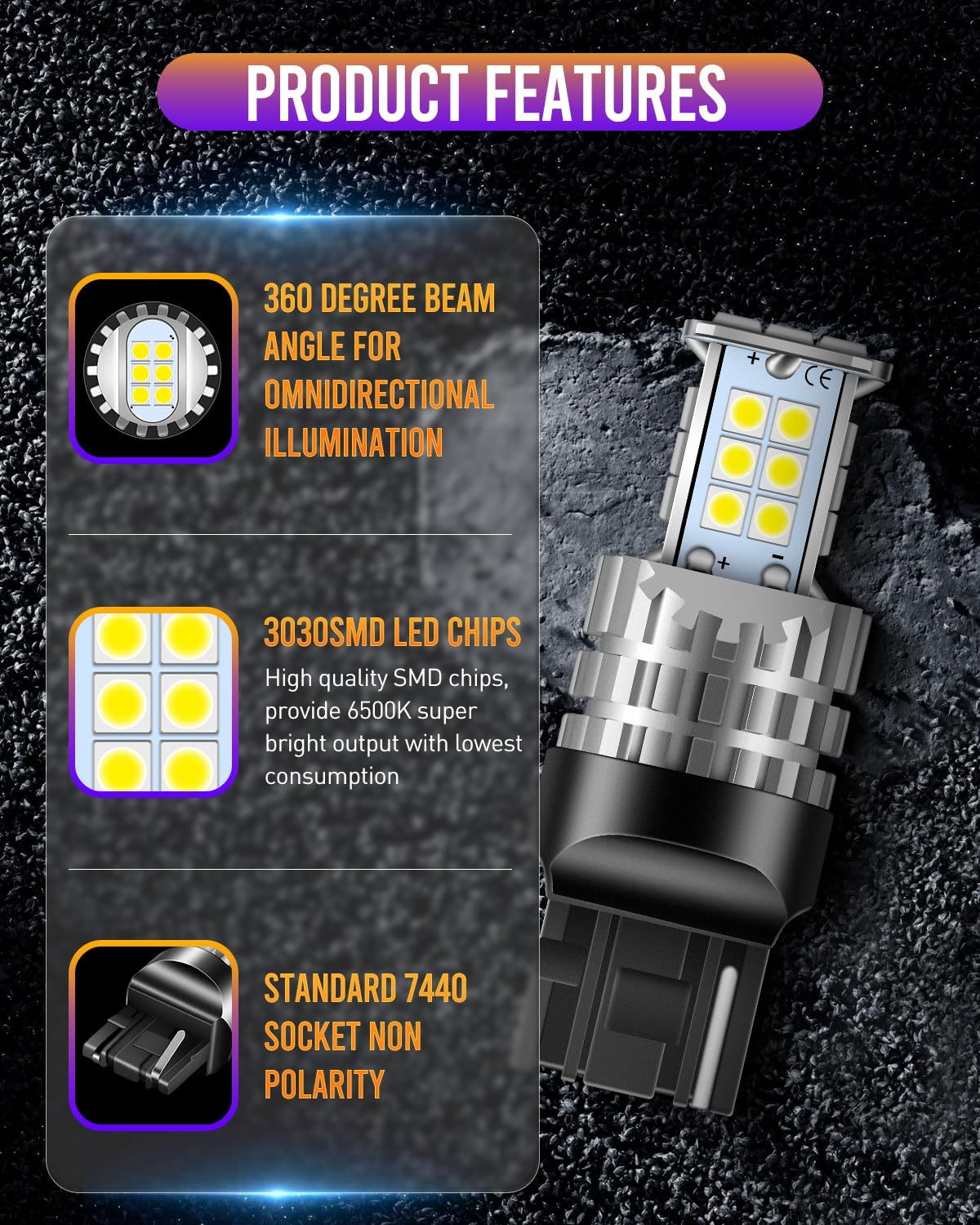 LUYED 3157 LED Bulbs Reverse Light Xenon White 1800 Lumens Super Bright 78 SMD 3056 3156 3057 4157 LED Bulbs,Used for Back Up Reverse Lights,Brake Lights,Tail Lights,Turn Signal Lights,Pack of 2