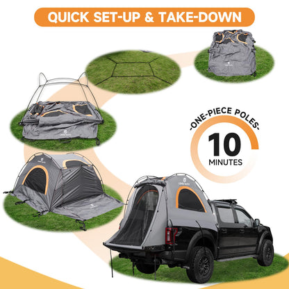 Truck Bed Tent 5.5-6ft: Easy Set Up Umburato Pickup Truck Tents for Camping, Waterproof PU3000mm Canopy for Truck Camper, Portable, Spacious for 2 Person Green