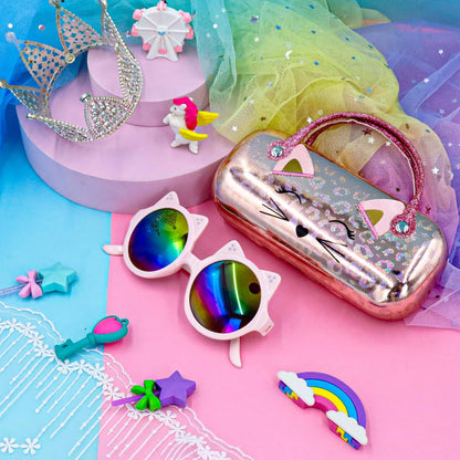 PinkSheep Sonnenbrille für Mädchen, polarisierte Sonnenbrille für Babys und Kinder mit Etui, Einhorn, Oval, Katzen, Herzbrillen, UV400-Schutz