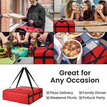 Bodaon Isolierte Essensliefertasche - Warm- & Kalthaltetransporttasche, Catering/Doordash Pizzawärmer, Einkaufstasche, Kühltasche für Partys (Schwarz-Rot, 1 St.), Ideal für den Transport warmer Speisen