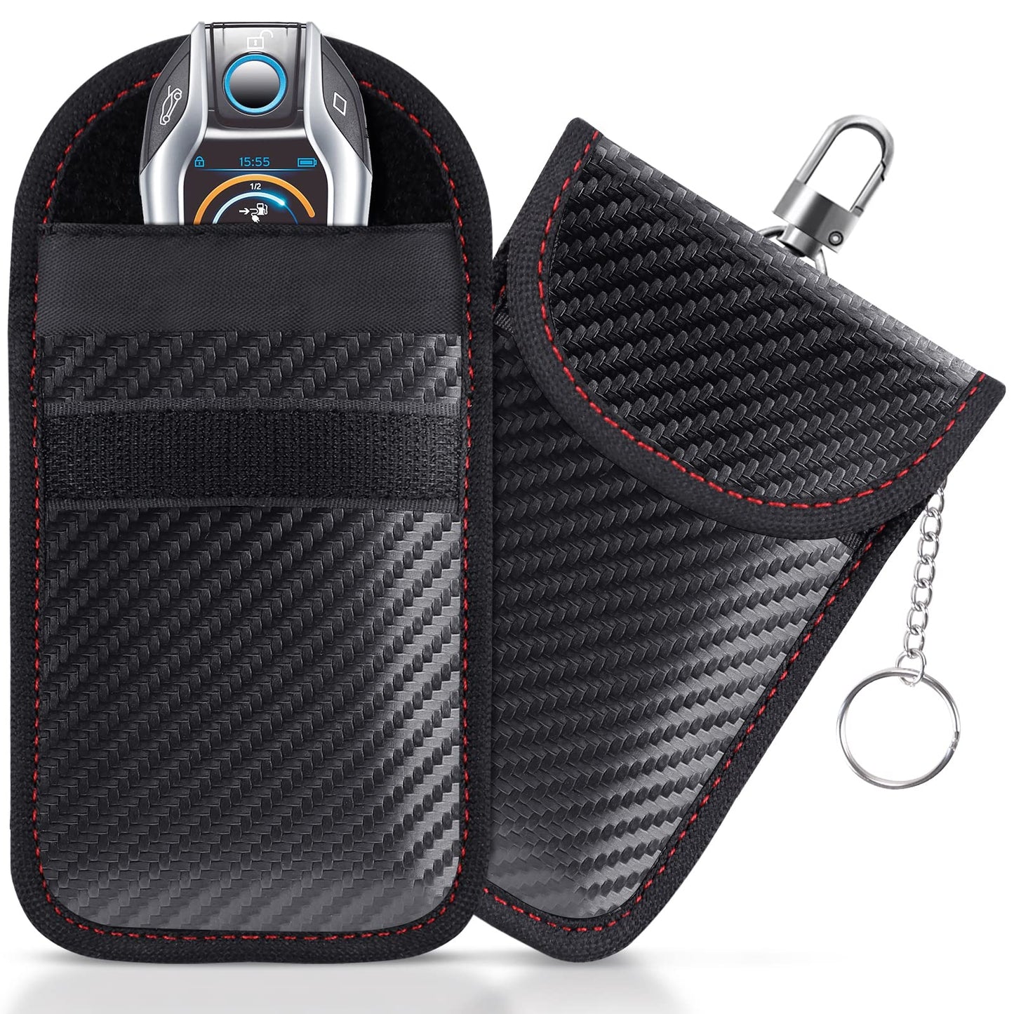 Faraday-Tasche für Autoschlüssel, Faraday-Beutel, RFID-Signalblockierhülle für Autos, Schlüsselschutz, Schlüsselkäfig blockiert Signal Anti-Diebstahl-Schlüsseltasche (2er-Pack)