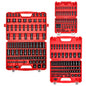 VEVOR 91-Piece 1/2" Drive Impact Socket Set, SAE (5/16" to 1-1/4") & Metric (8 to 32 mm), CR-V, Deep & Shallow, 6 Point, Ratchet Handle, Universal Joint, Adapters, Extension Bars (3, 5, 10 in)