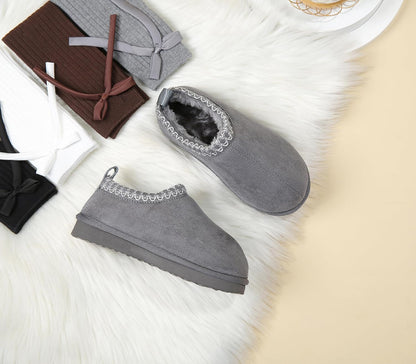SMajong Kinder Hausschuhe Plüsch Warm Mädchen Flauschige Hausschuhe Jungen Plateau Pantoffeln Slip-on Schuhe Winter Innen Außen
