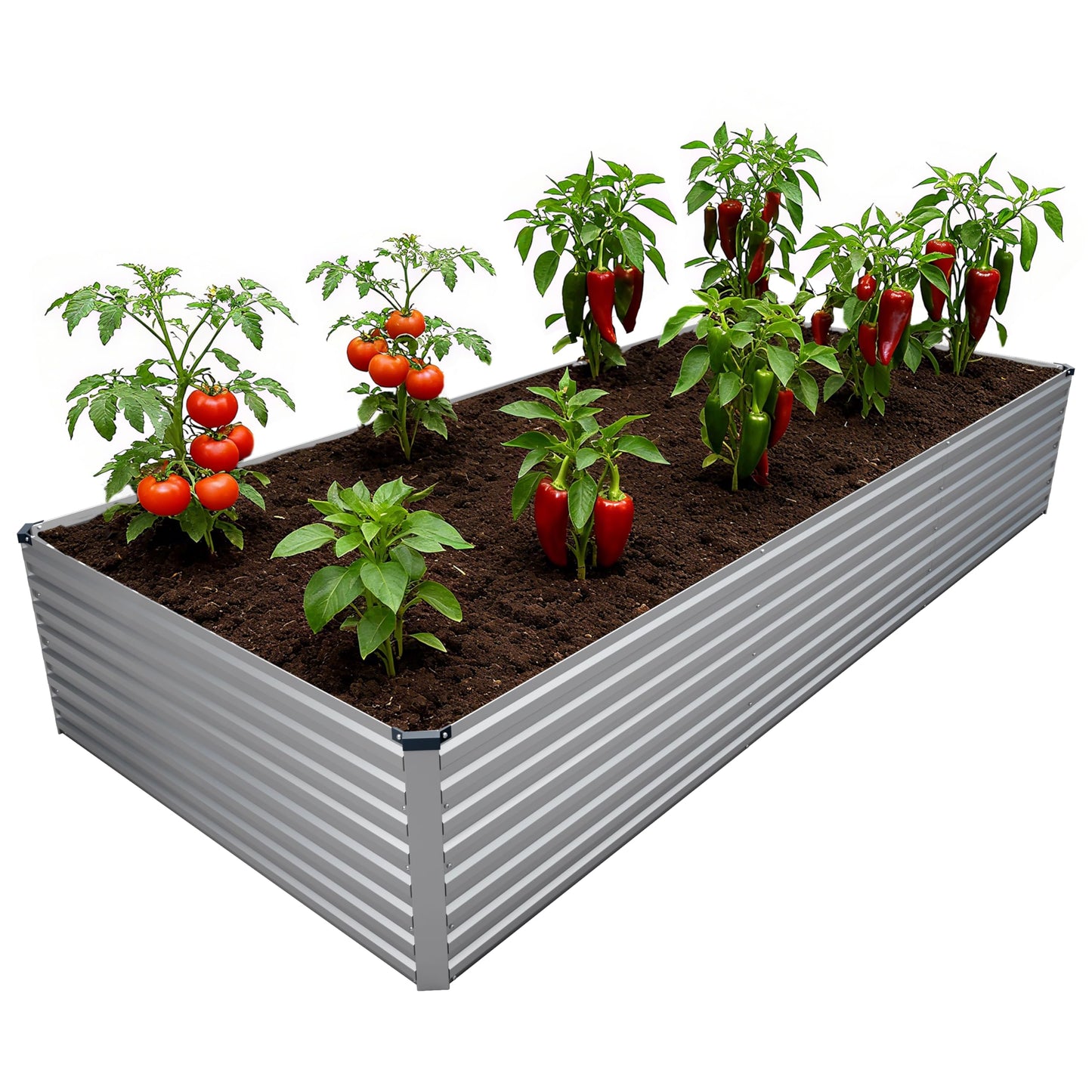 DIIYIV Galvanized Raised Garden Bed Kit Outdoor Patio,6x3x2ft Large Rectangular Metal Planter Boxes,Deep Root Box Planter for Gardening,Vegetables,Flowers,Herbs-Silver