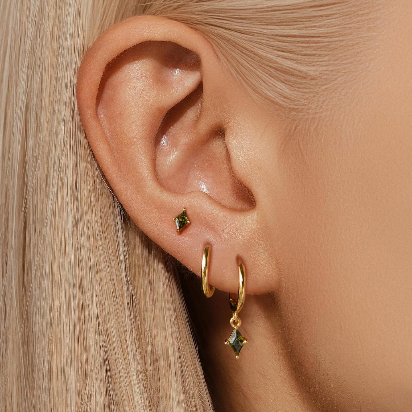 Gold Earrings For Women, Dainty Huggie Earrings Stack 14K Gold Plated Pearl Dangle Earrings for Women Trendy Cute Hypoallergenic Unique Gold Earring Stack Fashion Gold Jewelry Gifts
