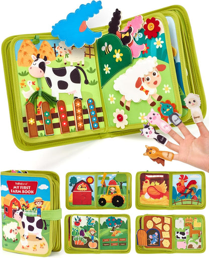 hahaland Busy Book for Toddlers 1-3 - Montessori Toys Busy Board for 1 Year Old Boy Gifts Girl Toys Educational Learning Quiet Activity Books Toddler Travel Toys for One Year Old Birthday Gift