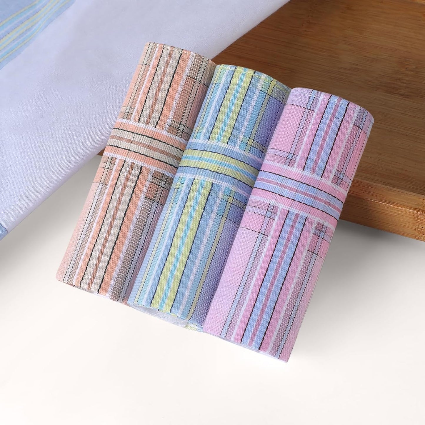 Elevate Your Style with Houlife's 100% Cotton Striped Handkerchiefs