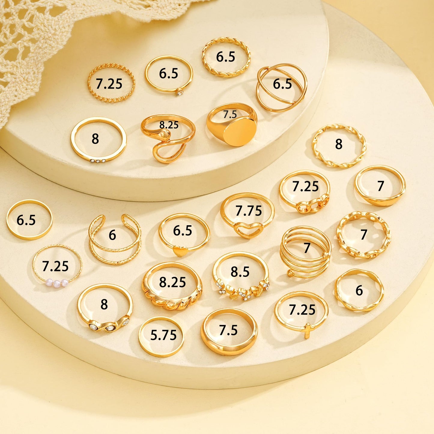 FAXHION 24-60 Pcs Gold Stackable Rings for Women, Knuckle Rings Chunky Gold Ring Set Dainty Stacking Cute Rings, Multiple Sizes Cute Jewelry Set Gift