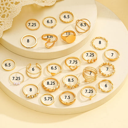 FAXHION 24-60 Pcs Gold Stackable Rings for Women, Knuckle Rings Chunky Gold Ring Set Dainty Stacking Cute Rings, Multiple Sizes Cute Jewelry Set Gift