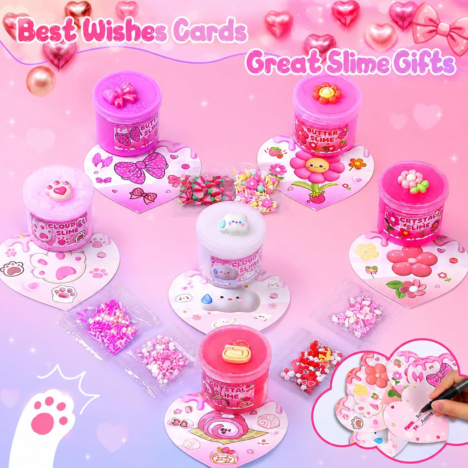 6 Pack Slimes, Pink Slime Kids, Cloud Slime kit for Girls Ages 8-12, Toys for Girls and Boys, for Kids Slime Set Party kit Goodie Bag Stuffers, 4 5 6 7 8 9 10 Year Old Girl Birthday Gift Cute Stuff