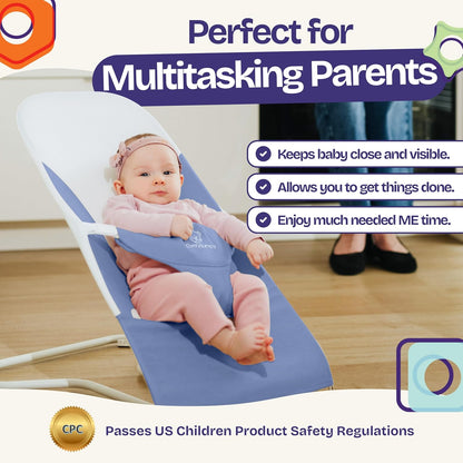 ComfyBumpy Ergonomische Babywippe – Inklusive Reise-Tragetasche – Sichere, tragbare Wippe mit verstellbarer Höhe – Babywippe, perfekt für Neugeborene (Grau)