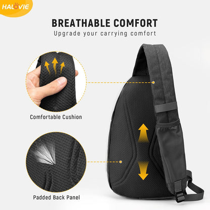 HALOVIE Anti-Diebstahl Sling Bag RFID-Reise-Sling-Rucksack Leichtgewicht Wander-Umhängetasche Brusttasche zum Spazierengehen Arbeiten