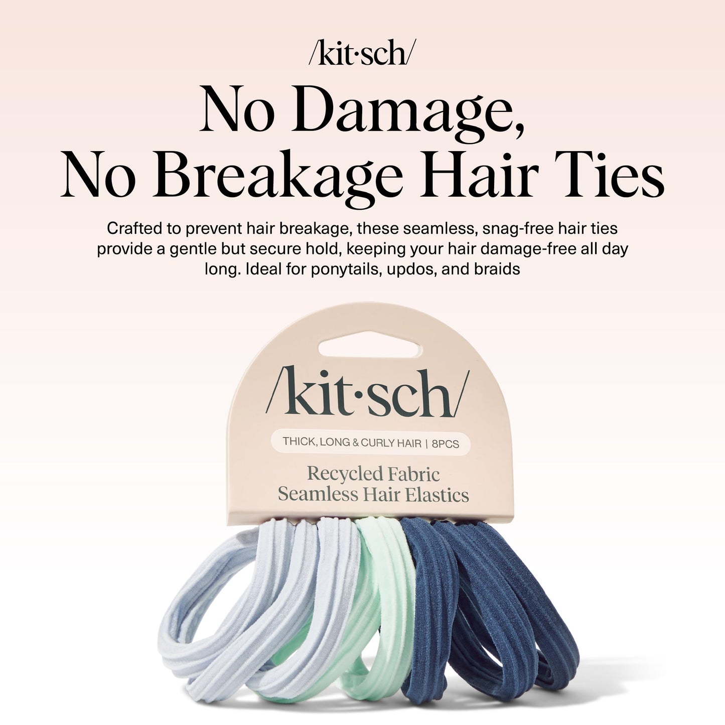 Kitsch Schwarze Haargummis ohne Haarschäden – Starke, dehnbare Haarbänder | Weiche Nylon-Pferdeschwanzhalter, ziepen nicht, ideal für Hochsteckfrisuren und Zöpfe | Ideale Geschenke für Frauen – Schwarz, 20 Stück