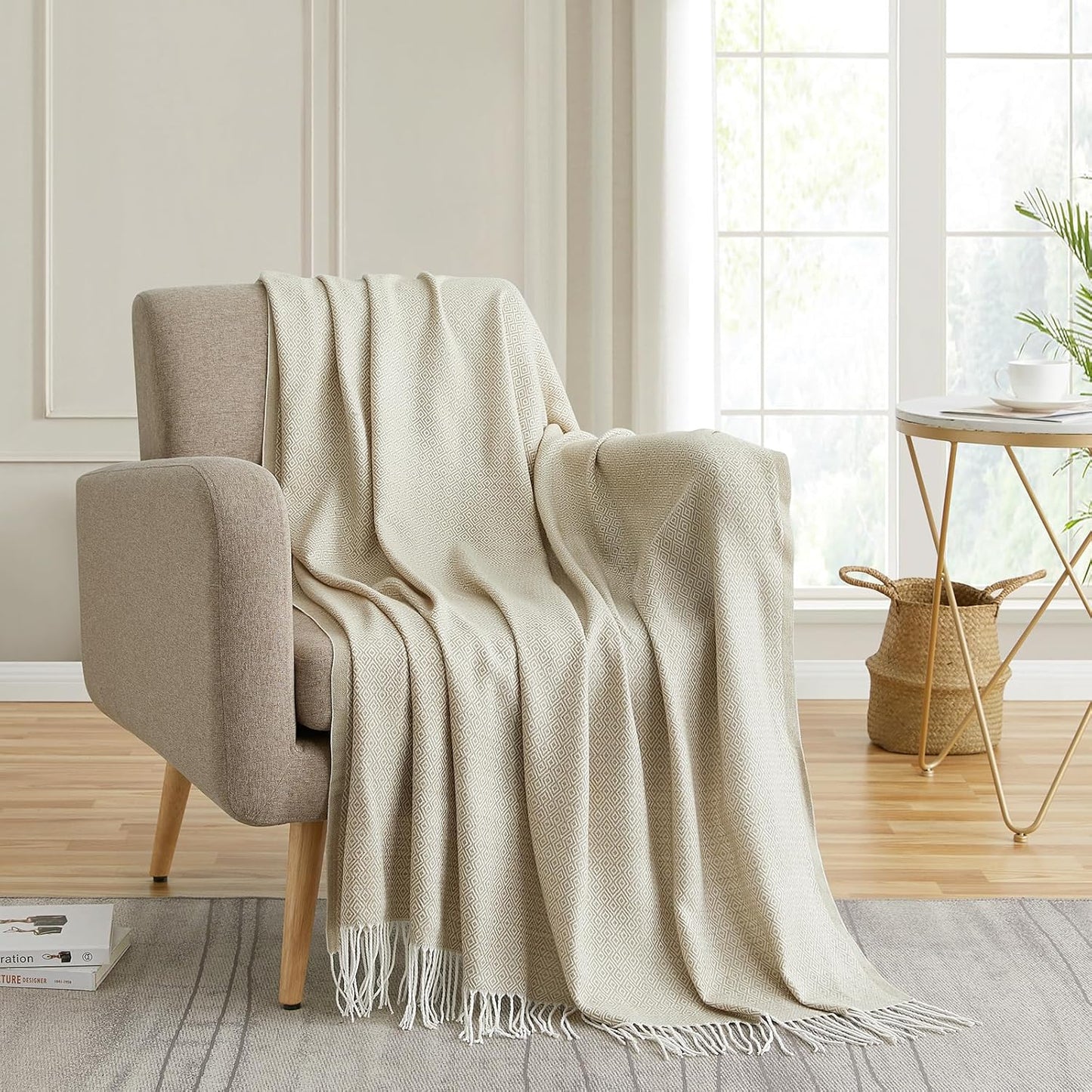 Cozy Up with the BOURINA Herringbone Faux Cashmere Throw Blanket