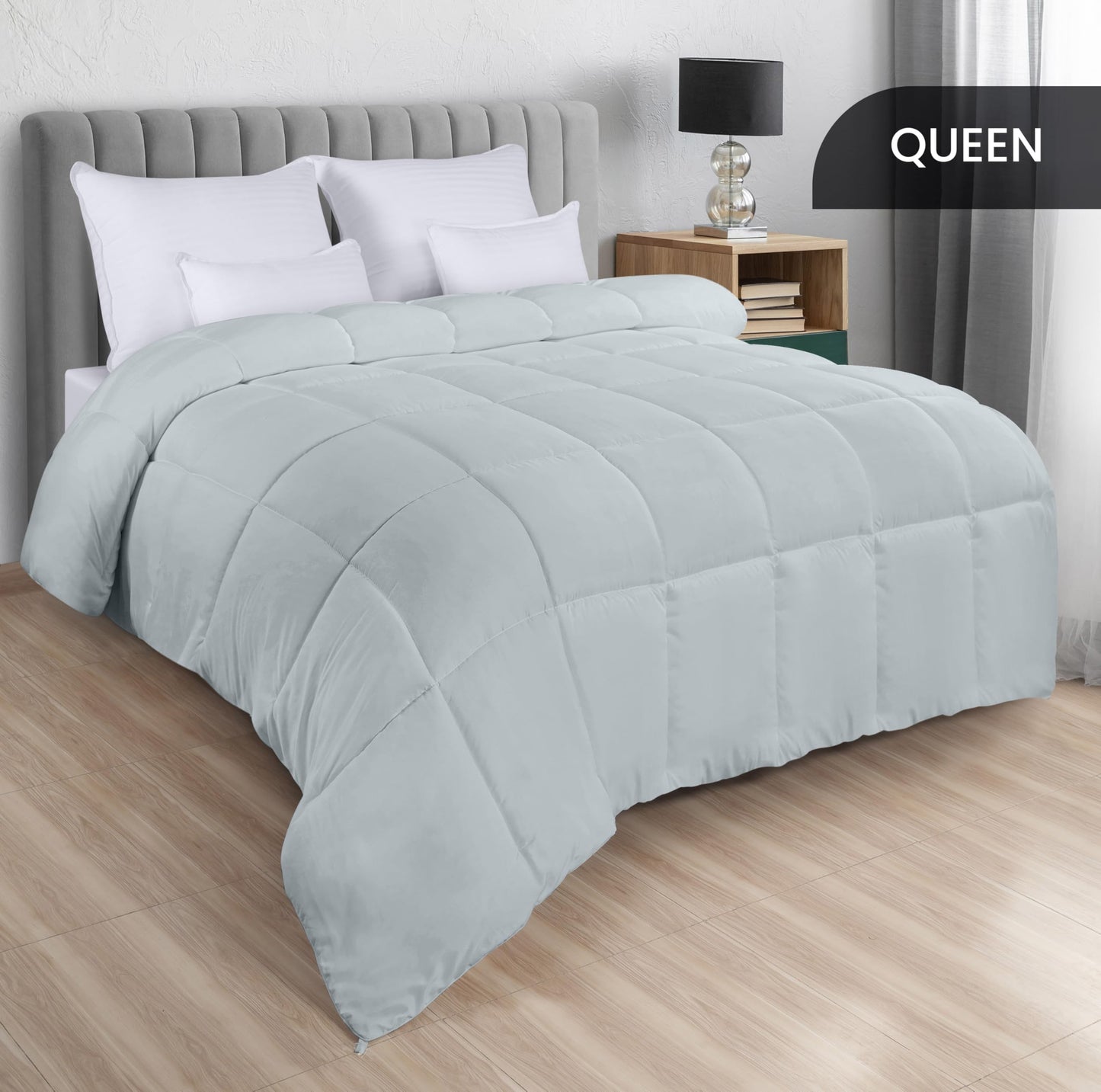 Utopia Bedding Steppbetten Queen-Größe, Ganzjahres-Bettdeckeneinlage, Daunenalternative Box-gesteppte Bettdecke mit Ecklaschen, Maschinenwaschbar (Weiß)