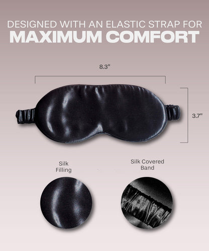 SUNDAYSILKS™ Exclusive Mulberry Silk Sleep Mask | Soft Eye Covers, Blackout Sleeping Mask for Women & Men | Silk Eye Mask for Sleep, Travel, and Relaxation | Antifaz para Dormir [Nude Champagne]