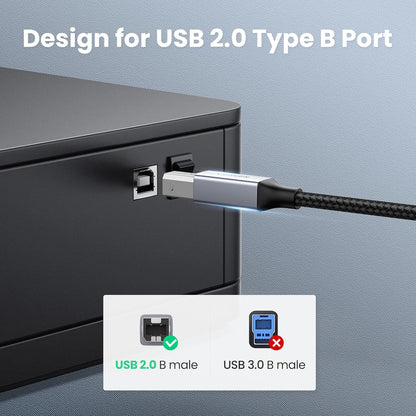 UGREEN USB C Drucker-Kabel Typ C auf A geflochtenes MIDI-Kabel kompatibel mit DJ-Controller, MIDI-Keyboard, digitalem Mischpult, Piano-Keyboard für MacBook Pro, iPad, 1,8 m