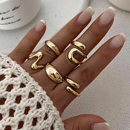 YEEZII Chunky Gold Rings for Women Non Tarnish, 18K Gold Plated Stackable Thumb Ring, Statement Women Rings Set