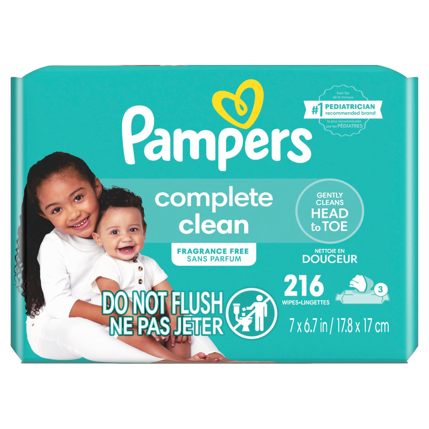 Pampers Complete Clean Baby Wipes - Fresh Scent 3X Pop-Top Packs 216 Count