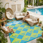 Lahome Outdoor Rugs 8x10 Waterproof, Reversible Outdoor Plastic Straw Rug for Camping Patio, RV Outdoor Rugs Outside, Outdoor Carpet for Porch Deck Backyard Picnic(Blue/Yellow,8'x 10')
