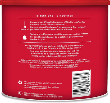 Tim Hortons 100% Arabica Original Blend, Medium Roast, Ground Coffee, 875g