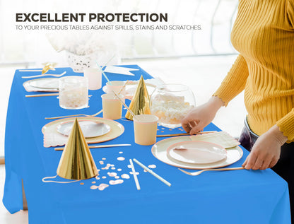 Utopia Kitchen Einweg-Tischdecke aus Kunststoff (12er Pack – 137x274 cm) Weiß Rechteckige Tischdecke Wasserdicht Schmutzabweisend Party-Tischdecke