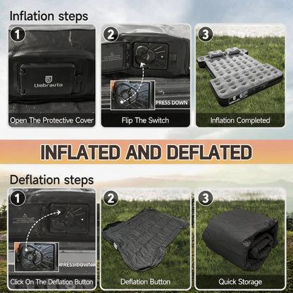 Umbrauto Car Air Mattress Backseat| Inflatable Truck Back Seat Camping Airbed for SUV Rear Seat, Blow Up Sleeping Travel Bed for Van Trunk with Pump & Pillows
