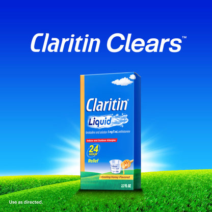 Claritin® Liquid, Allergy Medicine for Adults, 24-Hour Non-Drowsy Loratadine 5mg, Antihistamine, Cooling Honey Flavored, 8 fl. oz (Pack of 2)