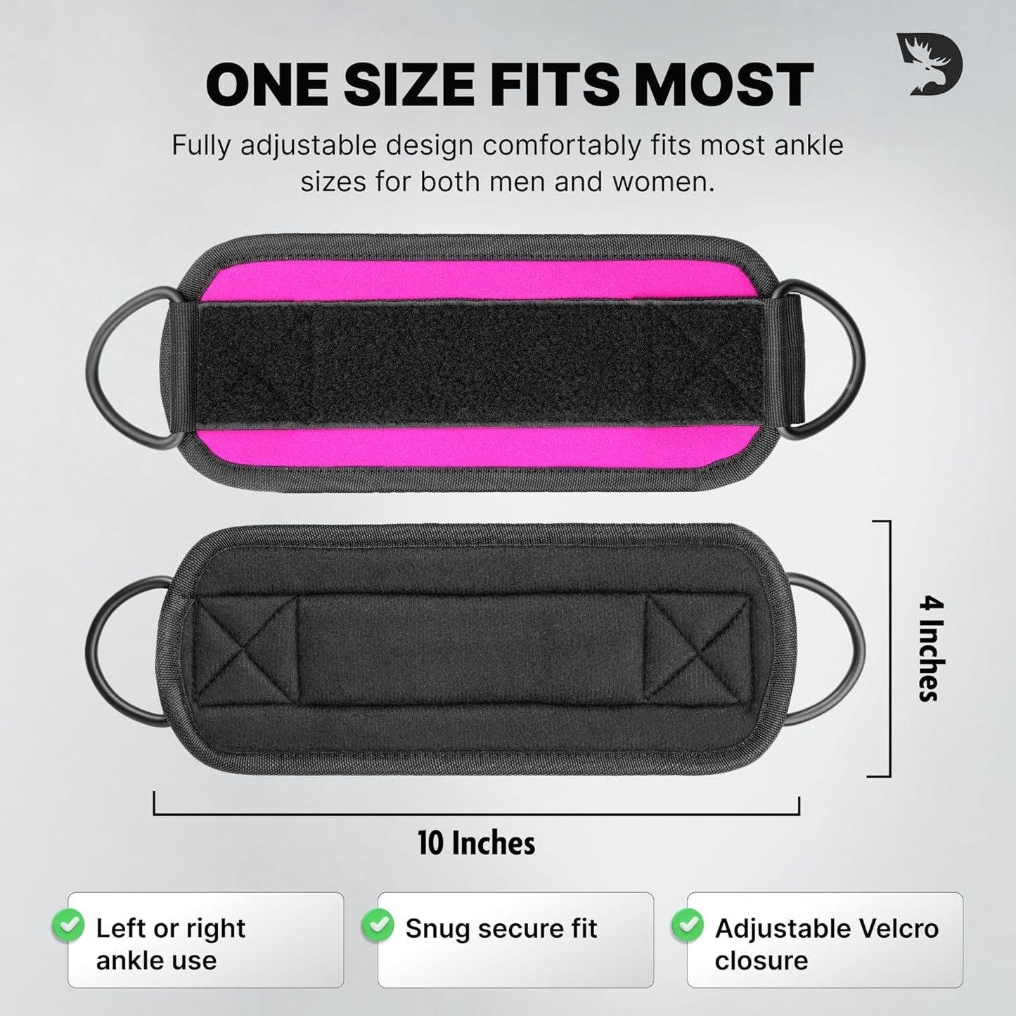 DMoose Ankle Strap for Cable Machine - One Size Fit with Premium Padding, Workout Kickback Ankle Cuffs, Ankle Bands for Working Out, Booty Workouts, Leg Extension, Hip Abductors & Lower Body Exercises
