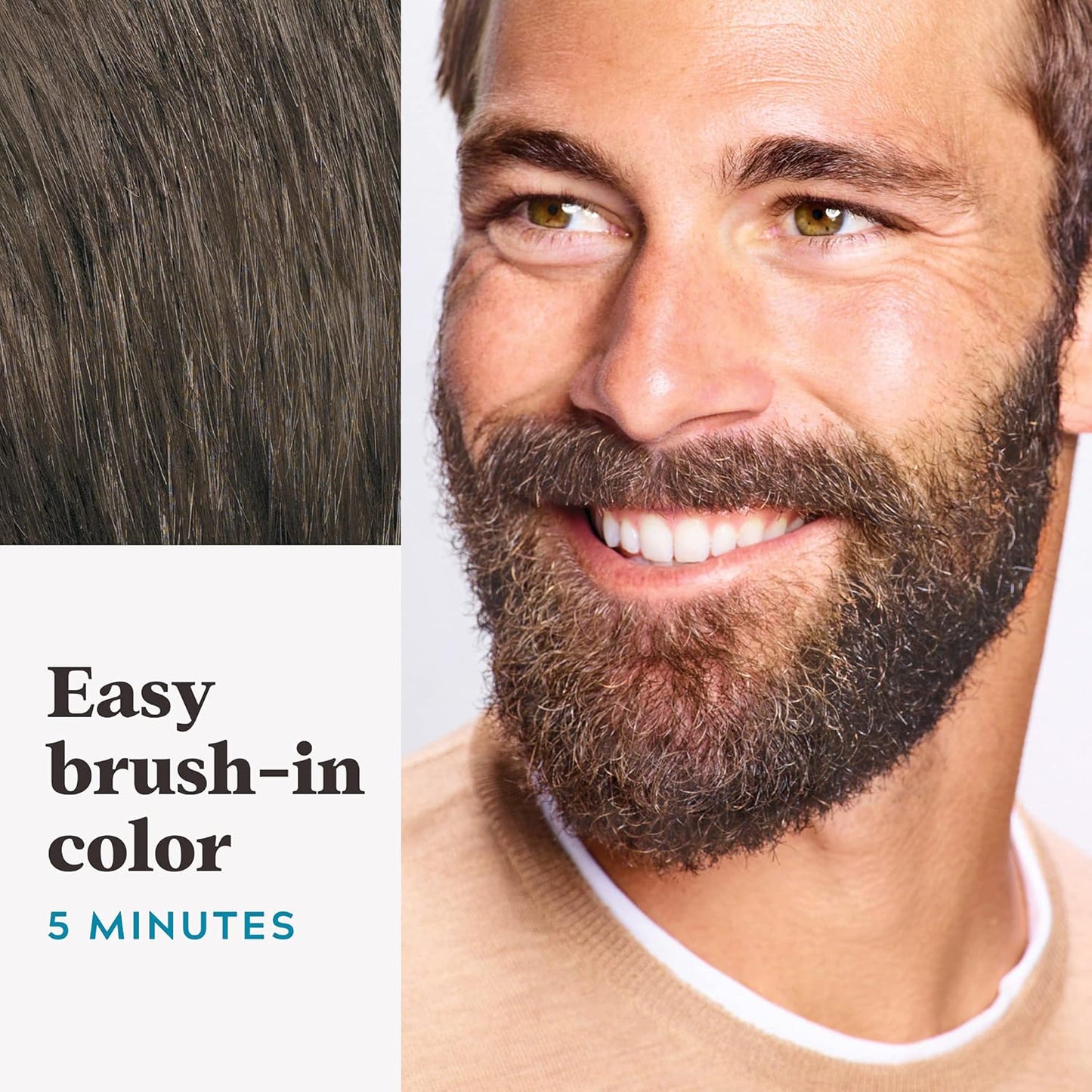 Just For Men Bart- & Schnurrbartfarbe, Bartfarbe für Männer mit inklusivem Pinsel für einfaches Auftragen, mit Biotin, Aloe und Kokosnussöl für gesundes Barthaar, Dunkelbraun, M-45 (1 Stück), Verpackung kann variieren