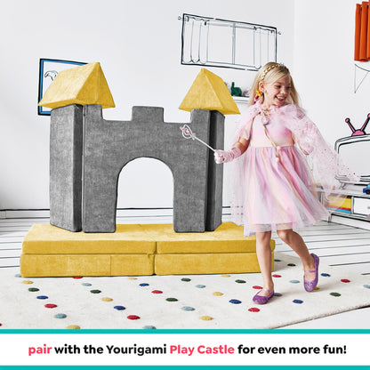 Yourigami Kids and Toddler Play Gym, Playroom Couch Set, Durable Modular Design, Green Meadows