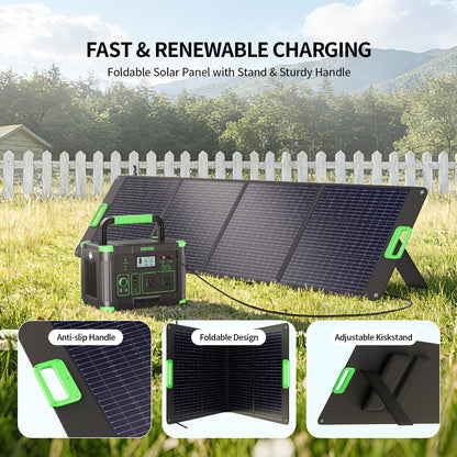 100W Portable Solar Panel, 23.5% High Efficiency ETFE Foldable Solar Charger for Power Station Generator, IP65 Waterproof with Kickstands, 18V Output for RV Camping Van Off-Grid Outdoor